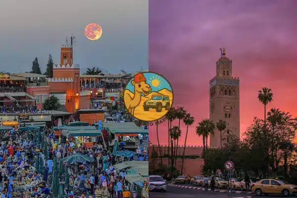 Tour del deserto e città imperiali in Marocco con partenza da Marrakech, mostrando paesaggi del Sahara, kasbah e medine storiche.